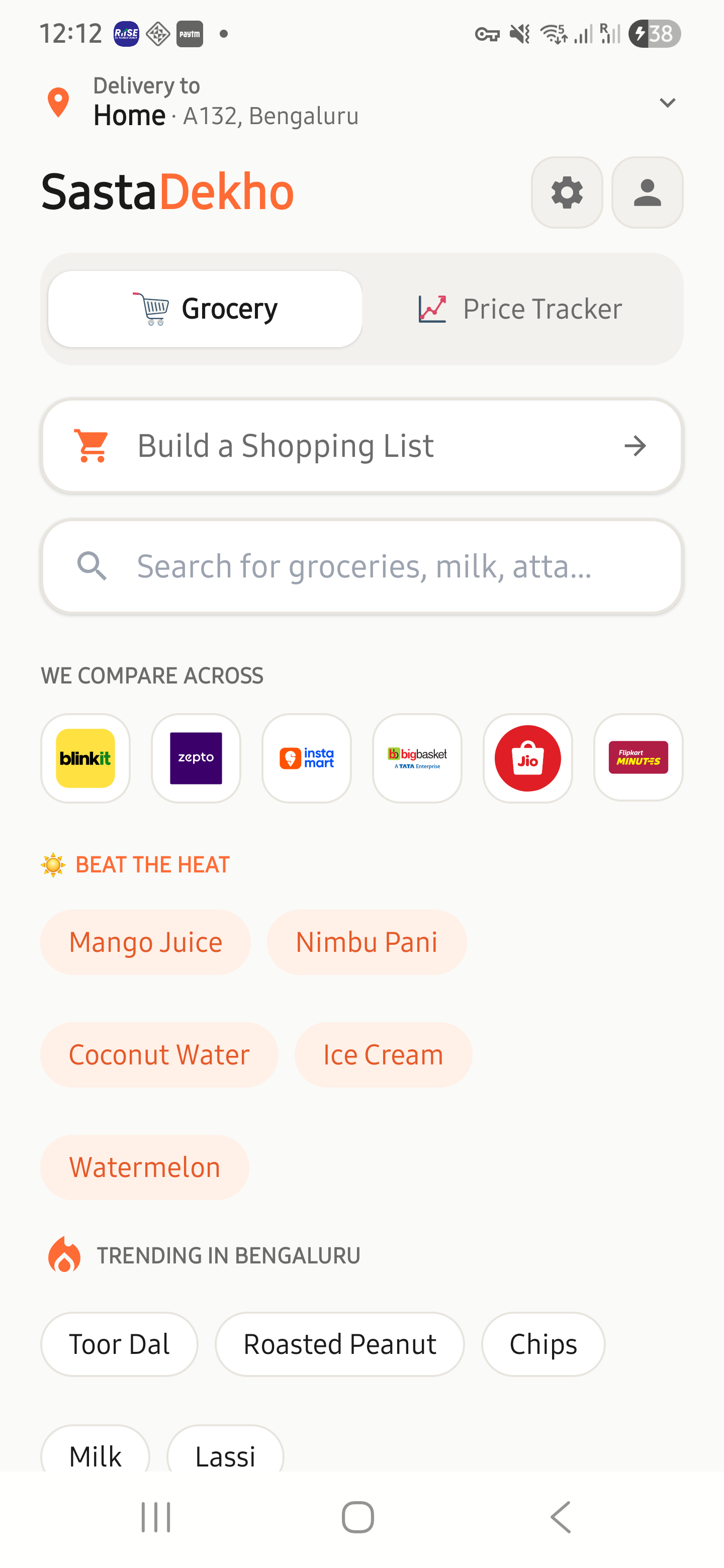 SastaDekho home screen